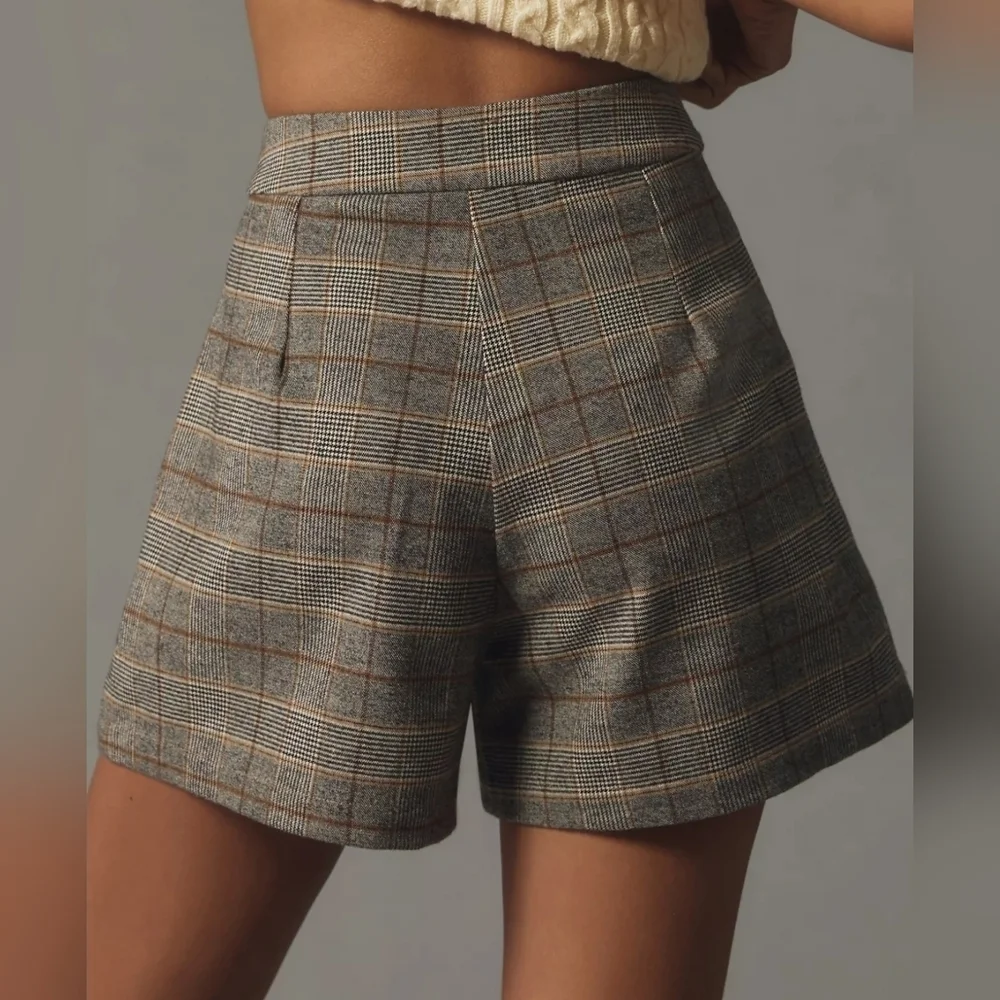 Dizzy Lizzy x Anthropologie Pleated Wrap Mini Skort, Gray Motif, XS